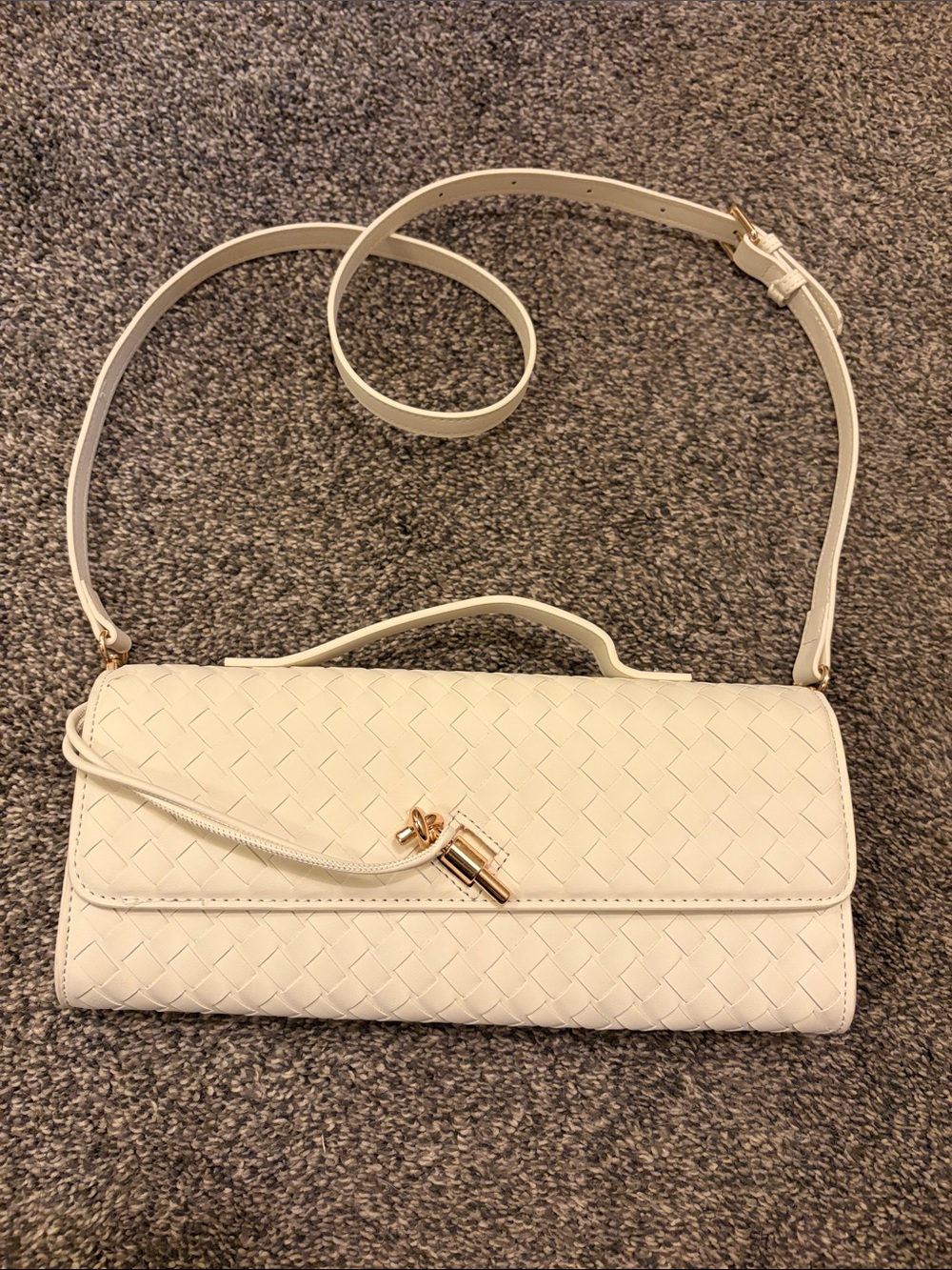 Few Moda East/West Elegant Woven Crossbody Bag in Cream